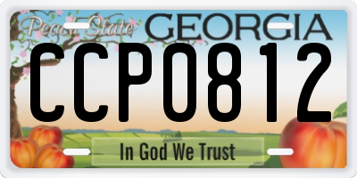 GA license plate CCP0812