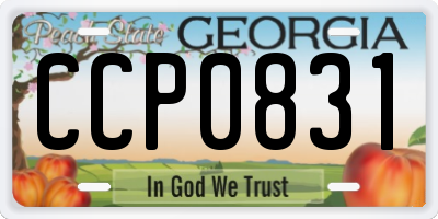GA license plate CCP0831