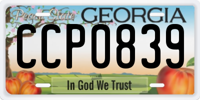 GA license plate CCP0839
