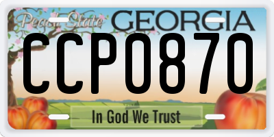 GA license plate CCP0870