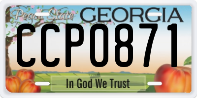 GA license plate CCP0871