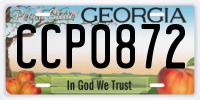 GA license plate CCP0872
