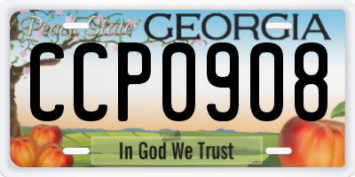 GA license plate CCP0908