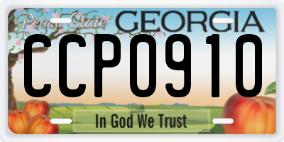 GA license plate CCP0910