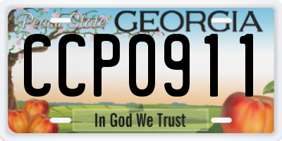 GA license plate CCP0911