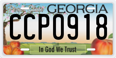GA license plate CCP0918