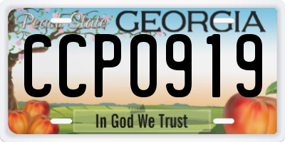 GA license plate CCP0919