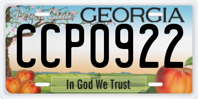 GA license plate CCP0922