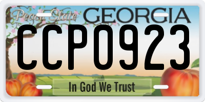 GA license plate CCP0923