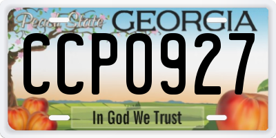 GA license plate CCP0927