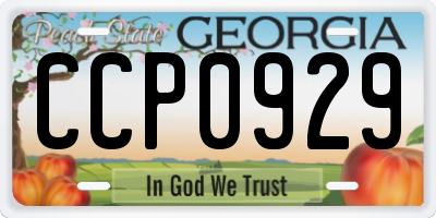 GA license plate CCP0929