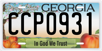 GA license plate CCP0931