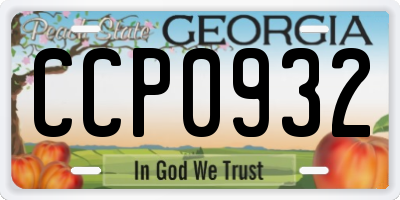 GA license plate CCP0932