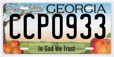 GA license plate CCP0933