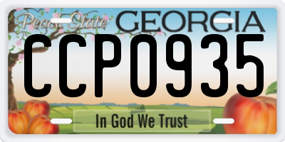 GA license plate CCP0935