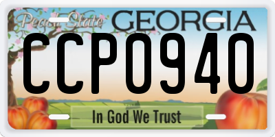 GA license plate CCP0940