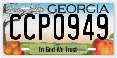 GA license plate CCP0949