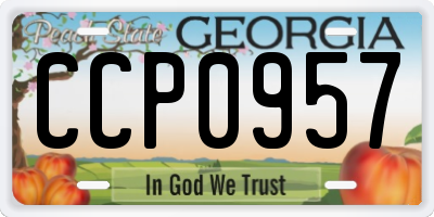 GA license plate CCP0957