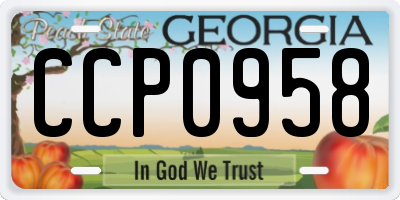 GA license plate CCP0958