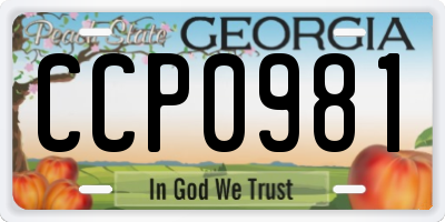 GA license plate CCP0981