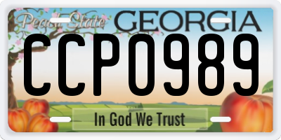 GA license plate CCP0989
