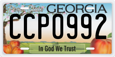 GA license plate CCP0992