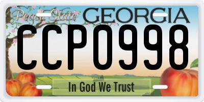 GA license plate CCP0998