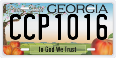 GA license plate CCP1016