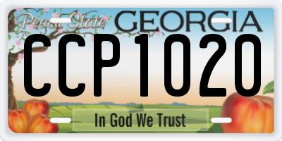 GA license plate CCP1020
