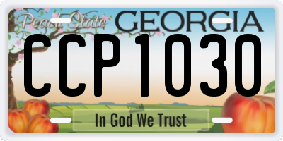 GA license plate CCP1030