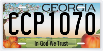 GA license plate CCP1070