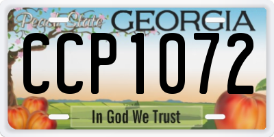 GA license plate CCP1072