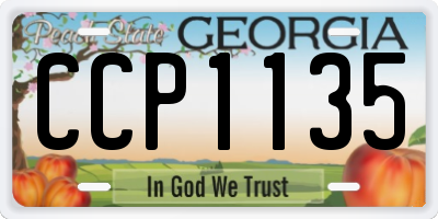 GA license plate CCP1135