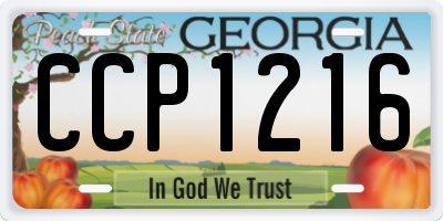 GA license plate CCP1216