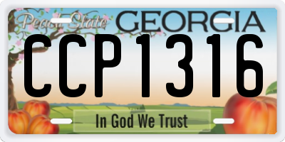 GA license plate CCP1316