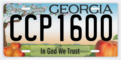 GA license plate CCP1600