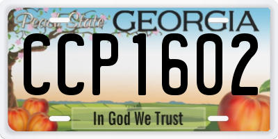 GA license plate CCP1602