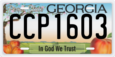 GA license plate CCP1603