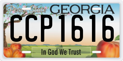 GA license plate CCP1616