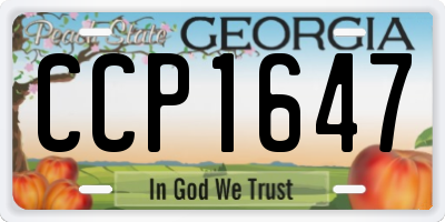 GA license plate CCP1647
