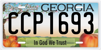 GA license plate CCP1693