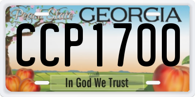 GA license plate CCP1700