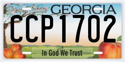 GA license plate CCP1702