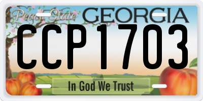 GA license plate CCP1703