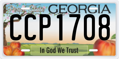 GA license plate CCP1708