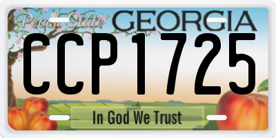 GA license plate CCP1725