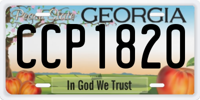 GA license plate CCP1820