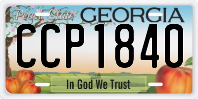 GA license plate CCP1840