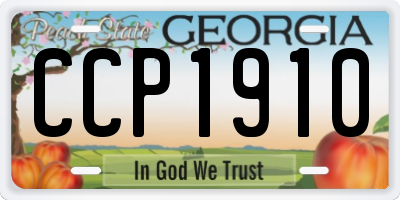 GA license plate CCP1910