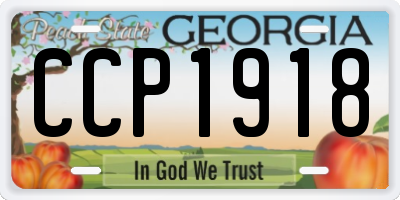 GA license plate CCP1918